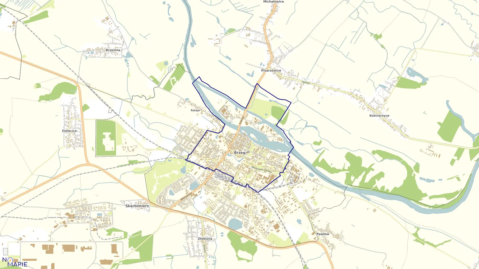 Mapa obrębu CENTRUM w mieście Brzeg