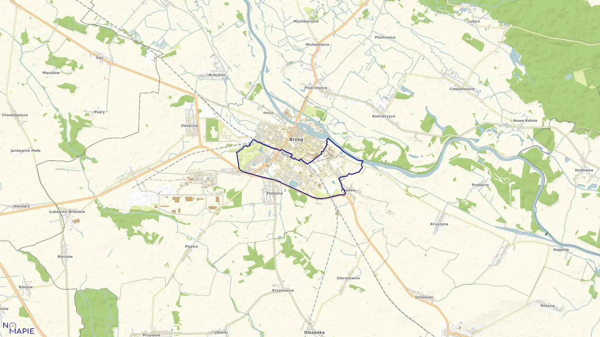 Mapa obrębu POŁUDNIE w mieście Brzeg